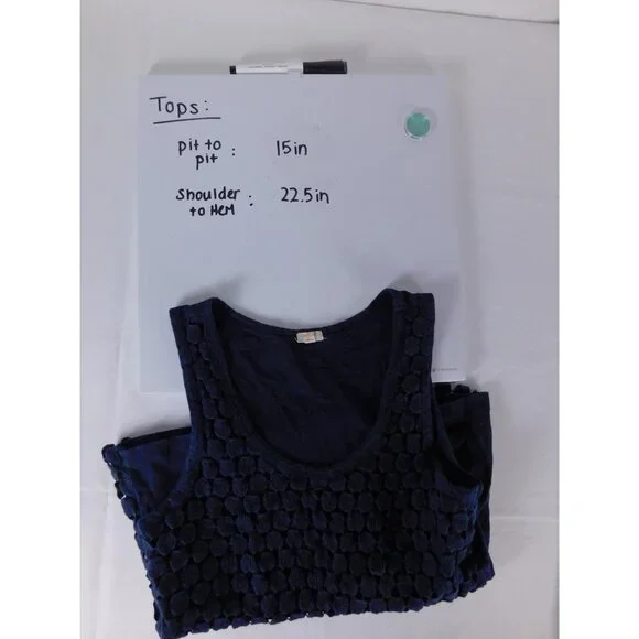 J.Crew Tank Top Womens Small Blue Textured Cotton Scoop Neck Sleeveless Pom Pom - Picture 6 of 6